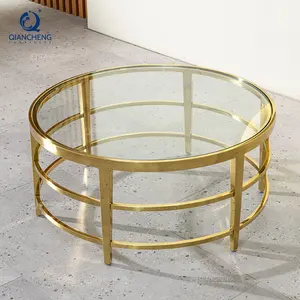 China sala de estar fabricante proveedor dorado Oficina <span class=keywords><strong>Centro</strong></span> <span class=keywords><strong>Mesa</strong></span> Hotel vestíbulo <span class=keywords><strong>centro</strong></span> redondo oro Barel vidrio <span class=keywords><strong>mesa</strong></span> de <span class=keywords><strong>centro</strong></span> - Product Image 1