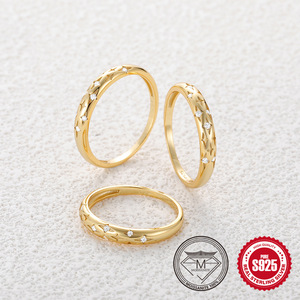 Fashion Fine Jewelry Little Star Design anelli <span class=keywords><strong>da</strong></span> dito <span class=keywords><strong>anello</strong></span> in Moissanite placcato oro in <span class=keywords><strong>argento</strong></span> Sterling 925 per le donne - Product Image 2