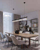 Lustre moderne en métal à hauteur réglable, design Bauhaus, avec LED intégrées, pour salle à manger