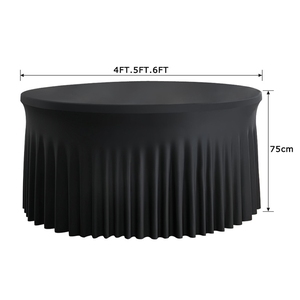 <span class=keywords><strong>Nappe</strong></span> de banquet de mariage personnalisée infroissable, lot de 6 nappes rondes noires en élasthanne avec jupe - Product Image 5