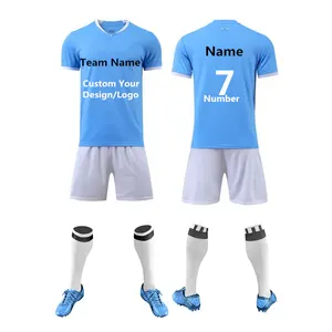 23 24 New Design Set Of Soccer Jerseys Printing Logo Breathable Quick Dry Men Youth Kids Club Custom Football Shirt Uniforms