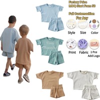 Lage minimale bestelhoeveelheid, op maat gemaakte fabriek, effen kleur, 100% katoen, casual zomerkleding voor baby's, peuters en kinderen, French Terry, neutrale kinder trainingspak