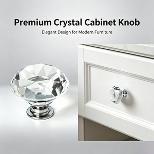Glass Dresser <strong>Knob</strong> 30mm 40mm Diameter Diamond Furniture Cabinet Drawer <strong>Crystal</strong> <strong>Knob</strong> - Product Image 2