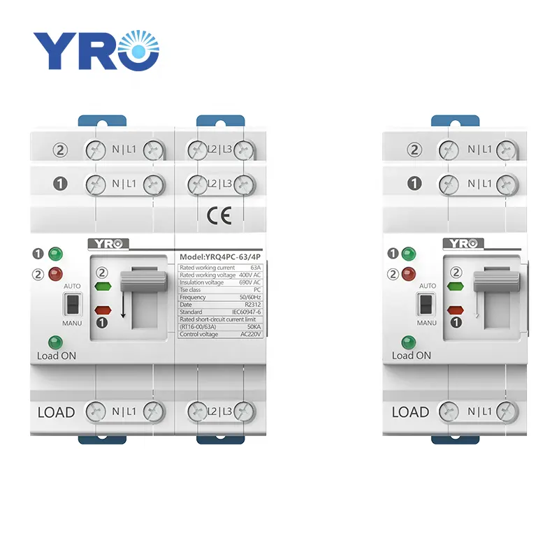 YRO YRQ4PC-63 2P 63A 220V โรงงานราคา Dual Power สวิทช์โอนอัตโนมัติ DIN Rail 2P ATS เปลี่ยนอุปกรณ์