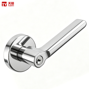 Manija de Puerta Moderna TIANYI, Cromada y Pulida, con Roseta Redonda, Acabado Brillante Tipo Espejo, Cerradura para Puerta Interior con Llaves - Product Image 1