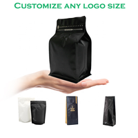 Sacs à gousset latéraux personnalisés thermoscellés fermeture à glissière feuille fermeture à glissière fond plat pochette alimentaire pochette d'emballage en plastique pour sac de café