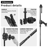 Support de sondeur VINmounts en fibre de carbone, 1650 mm, réglable, rotation à 360 degrés, pour sondeur de pêche, support de sonde pour bateau marin