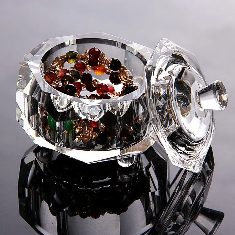 Octagon Cristal De Vidro caixas de jóias bugiganga MH-QT0278