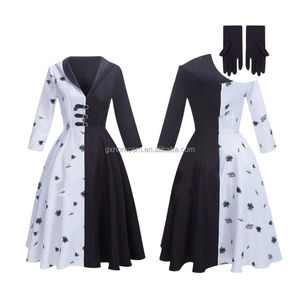Disfraz de <span class=keywords><strong>Cruella</strong></span> de película de TV para mujeres adultas, disfraz de reina malvada, disfraz de fantasía para Halloween, peluca, <span class=keywords><strong>vestido</strong></span> elegante para fiesta de cumpleaños - Product Image 3