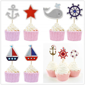 Ocean Themed Cake Insert Paper Decorations For Children Birthday Party 20-40Pcs Non Toxic Cartoon Style - Product Image 5