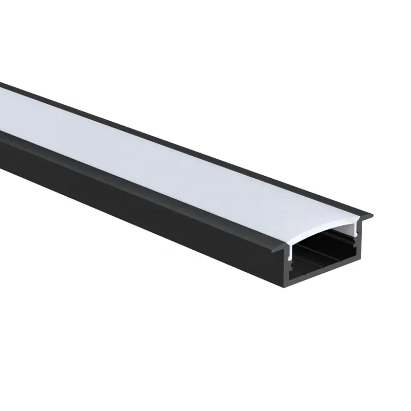 Système Encastré Aluminium Support Diffuseur Montage Bande Extrusion Lumière LED Canal Noir