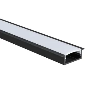 Système Encastré Support Aluminium Diffuseur Montage Bande Extrusion Lumière LED Canal Noir