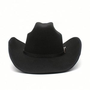 Sombrero de fieltro de 9.5 cm con borde, estilo punk americano, para hombre y mujer, tipo vaquero Texas Ranger, sombrero formal de jazz. - Product Image 5