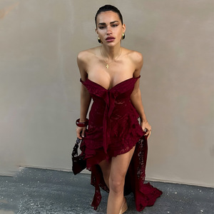 Vestido Largo de Verano para Mujer, Estilo Europeo Americano, Sexy, de Encaje Transparente, con Espalda Descubierta, sin Tirantes, para la Noche - Product Image 1