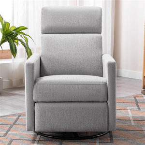 DB Modern Grey Glider Swivel Recliner Sillón Rocker tapizado de felpa para guardería - Product Image 6