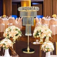 Décoration de Mariage Centre de Table Support de Fleurs en Métal Cristal Acrylique Argenté Doré pour Fête et Mariage