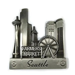 โลหะ USA ของที่ระลึก Seattle Space Needle Pike Place Market farmers Market สกรูแม่เหล็กตู้เย็น