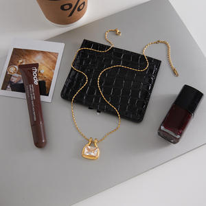 QISEN 2026 gelaagde gouden ketting met parel vierkante CZ hanger, roestvrij staal, 18K verguld, kralenketting voor dames - Product Image 5