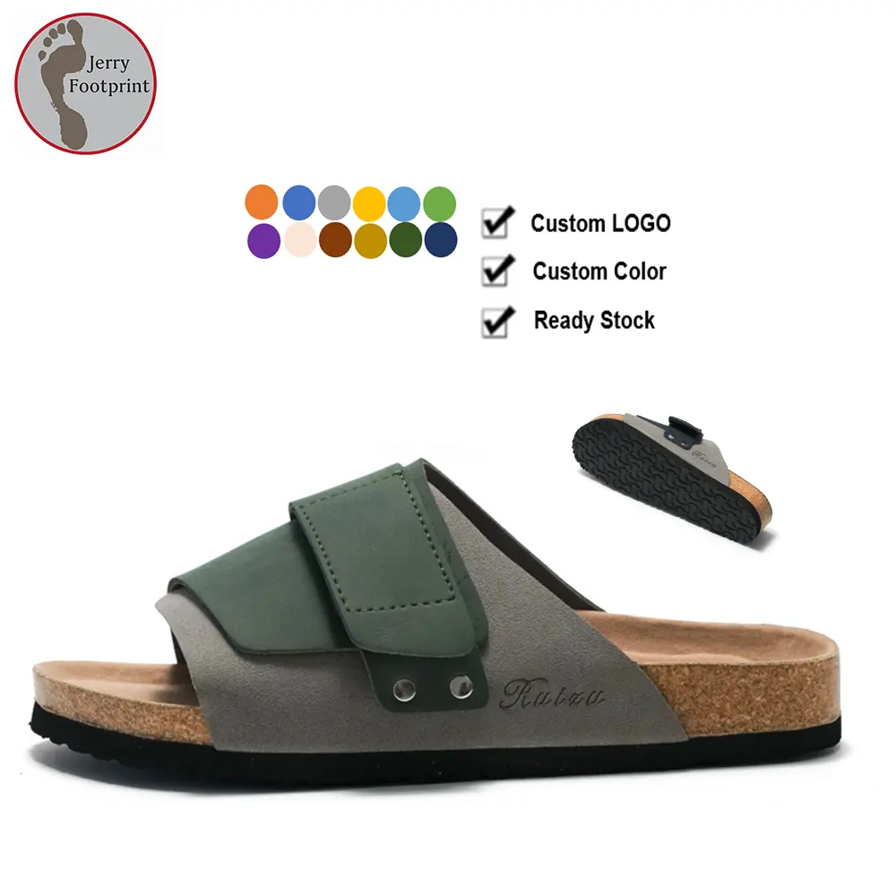 CUSTOM 36-45 Unisex Herren Damen PVC Ober kissen Rindsleder Kork Fußbett Sandale mit Komfort und breiter Breite erhältlich