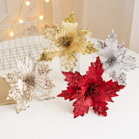 Décoration de Noël Écologique : Fleurs Artificielles en Tissu à Paillettes pour Arbre de Noël