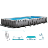 Piscine hors sol rectangulaire INTEX 26368, taille 24 pieds / 7,32 m x 3,66 m x 1,32 m, système d'eau salée ULTRA XTR