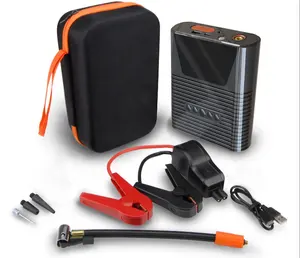 Portable Rechargeable Jump Starter With Mini Electric Air Pump Built-in Battery Booster For Car Motorcycle Bike