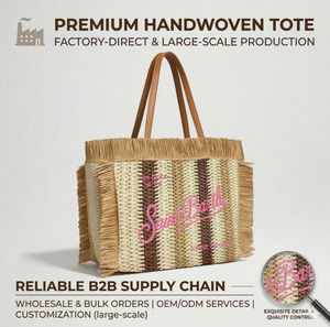Premium Handwoven Straw Woven Tote <b>Bag</b> <b>Large</b>-capacity Tassel Eco-friendly Portable Women's <b>Canvas</b> Shoulder <b>Bag</b> with Custom Logo - Product Image 1
