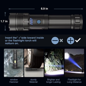 Lampe de poche LED en aluminium miniature 1000 Lumen pour camping <span class=keywords><strong>électrique</strong></span> <span class=keywords><strong>rechargeable</strong></span> super lumineuse longue portée lampe <span class=keywords><strong>torche</strong></span> COB - Product Image 3