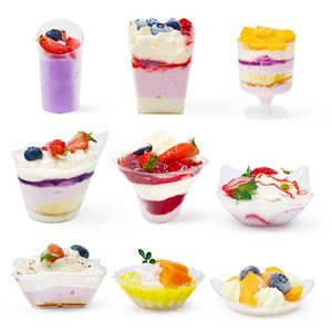 Gobelets miniatures 2OZ 5OZ en plastique PS rigide avec cuillère, pour desserts, vin, shots, pudding, crème glacée, yaourt, mousse, idéaux pour les fêtes - Product Image 2