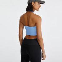 Débardeur côtelé avec logo personnalisé, couleur unie, respirant, dos nu, yoga, gym, sport, soutien-gorge côtelé, conjuntos para mujeres