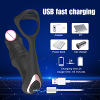 Anneau vibrant pour pénis avec plug anal musculaire, 10 modes de vibration, effets de compression et ondes, télécommande sans fil, pour homme