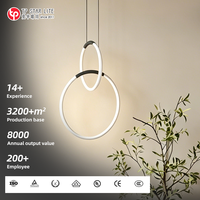 Lustre de plafond LED moderne minimaliste en métal et acrylique personnalisé pour salon, chambre à coucher, rond, noir ou blanc, luminaire suspendu
