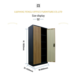 Meubles de bureau en bois, armoire de classement métallique à 2 portes, armoires en acier avec impression de grain de bois, pour école, atelier, salle de sport - Product Image 4