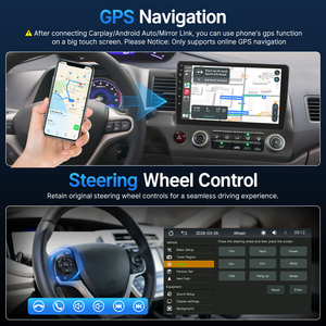 Autoradio tactile IPS Linux avec écran miroir, CarPlay <span class=keywords><strong>sans</strong></span> fil, compatible Bluetooth et FM pour Honda Civic 2006-2011 - Product Image 4