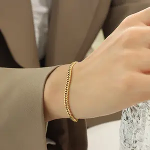 Braccialetti a catena a maglie in acciaio inossidabile 18k placcatura in oro placcato oro per donne