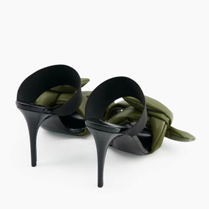 Sandales à talons hauts pour femmes, style mules, avec brides nouées et rembourrées, talon aiguille, bande extensible, pour soirée - Product Image 5