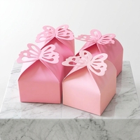 Caja de Dulces Desechable Ecológica y Creativa con Fondo Cuadrado Hueco en Forma de Mariposa, Empaque de Cartón Perlado para Aperitivos
