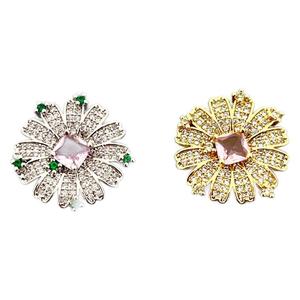 Parure de bijoux élégante pour femme avec collier, motif marguerite en pierres précieuses colorées et micro-incrustations de zircon, idéale pour les soirées et la mode. - Product Image 5