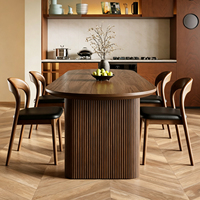 Table à manger ovale en bois massif de style moderne du milieu du siècle, multifonctionnelle, grande table de travail design pour la maison, bureau d'écriture