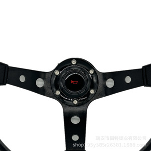 พวงมาลัยแต่งแบบกำหนดเอง ขนาด 14 นิ้ว 3 ก้าน สไตล์รถแข่ง สำหรับรถโกคาร์ท Wuling สีดำ - Product Image 4