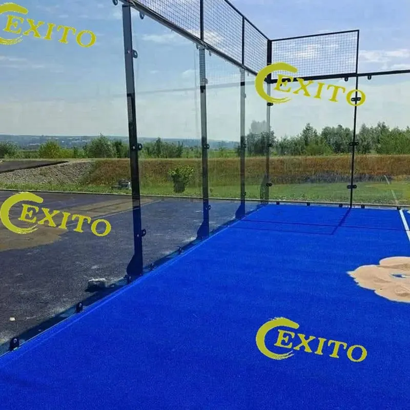 EXITO Fabricante Popular Melhor Preço Dimensões 10*20M Panorâmica Padel Ténis Quadra