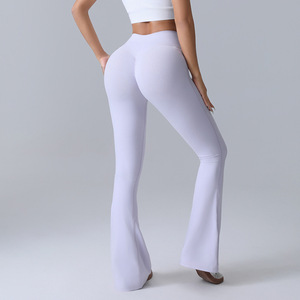 New Peach Hip Lift Yoga Flare Pants High Waist Quick-Dry Fitness Sports Wide Leg Gym Slightly Yoga <strong>Leggings</strong>