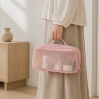 Trousse de Maquillage Portable de Luxe à Grande Capacité, Antibactérienne, à Compartiments, en Maille Ouverte, pour le Commerce Transfrontalier &amp;   pour sac