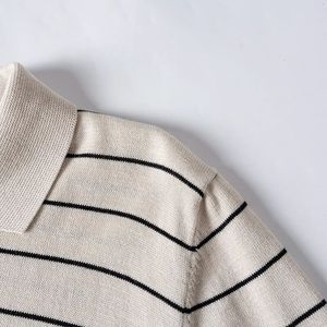 TAOP&ZA 2026 Nuovo Arrivo Estivo Maglione da <span class=keywords><strong>Uomo</strong></span> a Collo Alto Versatile a Maniche Corte in Maglia a Costine a Righe Vestibilità <span class=keywords><strong>Slim</strong></span> 3284419 - Product Image 4