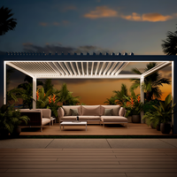 Pergola motorisée rétractable en aluminium robuste Sweet Home, résistante au vent et aux charges de neige, avec éclairage LED pour l'extérieur