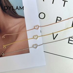 Dylam 18k Gold Plated Heart <b>Adjustable</b> <b>Bracelet</b> Ankle <b>Bracelets</b> for Women Girls Initial 18k Real Plated Anklets Love Bead Chain - Product Image 2