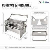 Barbecue portable de table au charbon de bois en acier inoxydable avec grille réglable en hauteur pour le camping, les pique-niques et les barbecues en plein air