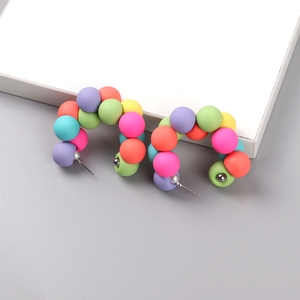 Pendientes de Aro <span class=keywords><strong>Grandes</strong></span> con Cuentas Exageradas de Color Verde Aguacate y Rosa Intenso, Estilo Dulce y Colorido para Mujer, Verano 2024 - Product Image 5