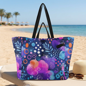 <b>Large</b> Colorful Dot Pattern <b>Canvas</b> Shoulder Pool Beach <b>Bag</b> Reusable Grocery <b>Bags</b> Travel Tote <b>Bag</b> with Double Handle - Product Image 1