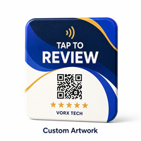 Carte NFC Google Review personnalisée Vorx Tech en PET avec code QR et logo pour entreprises OEM